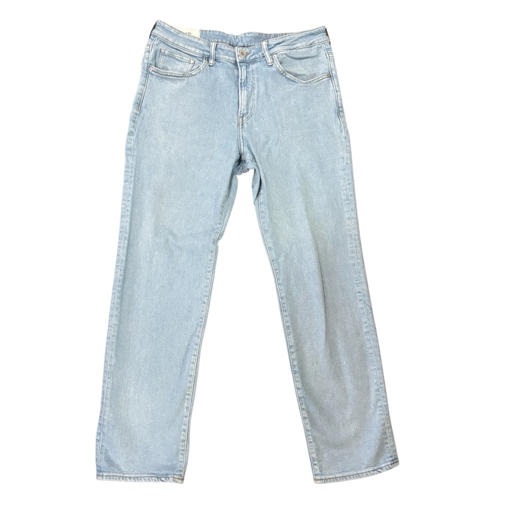 34/32 H&M Light Wash Blue Straight Leg Jeans 98% Cotton